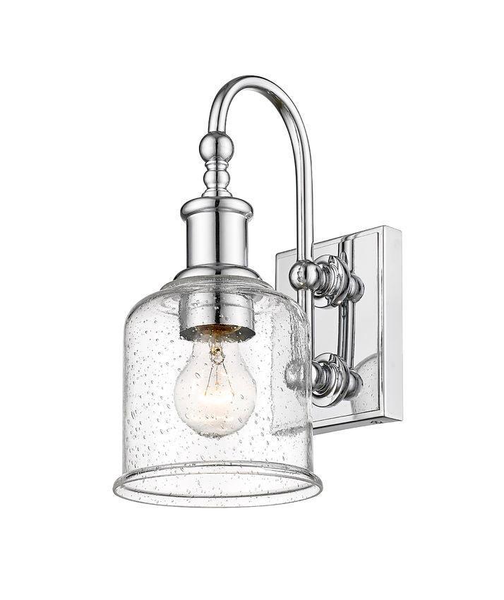 Steel Curved Arm with Glass Shade Single Light Wall Sconce - LV LIGHTING