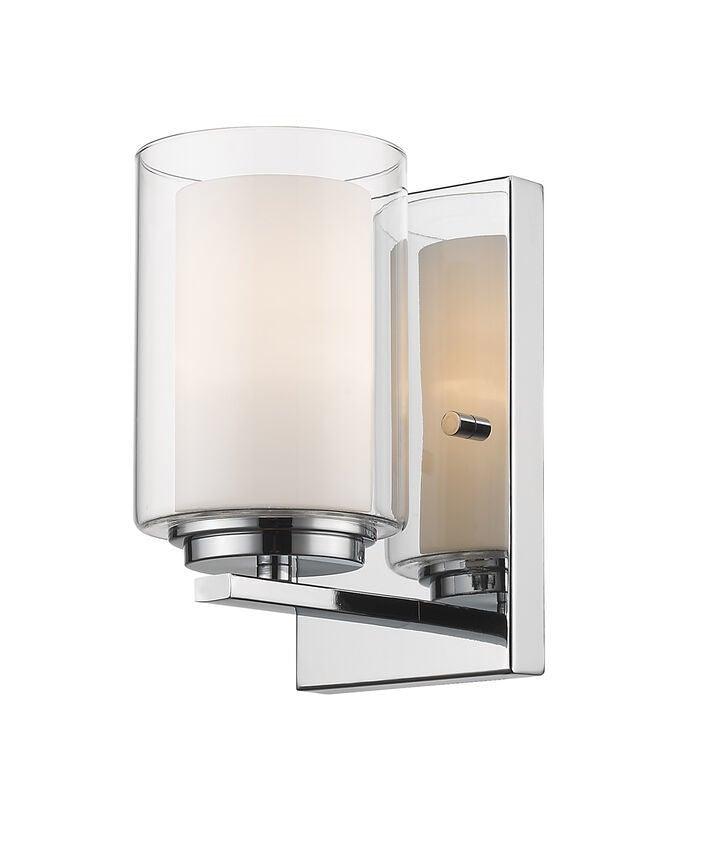 Steel with Clear and Matte Opal Glass Shade Wall Sconce - LV LIGHTING