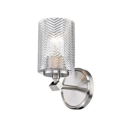 Steel with Patterned Clear Glass Shade Wall Sconce - LV LIGHTING