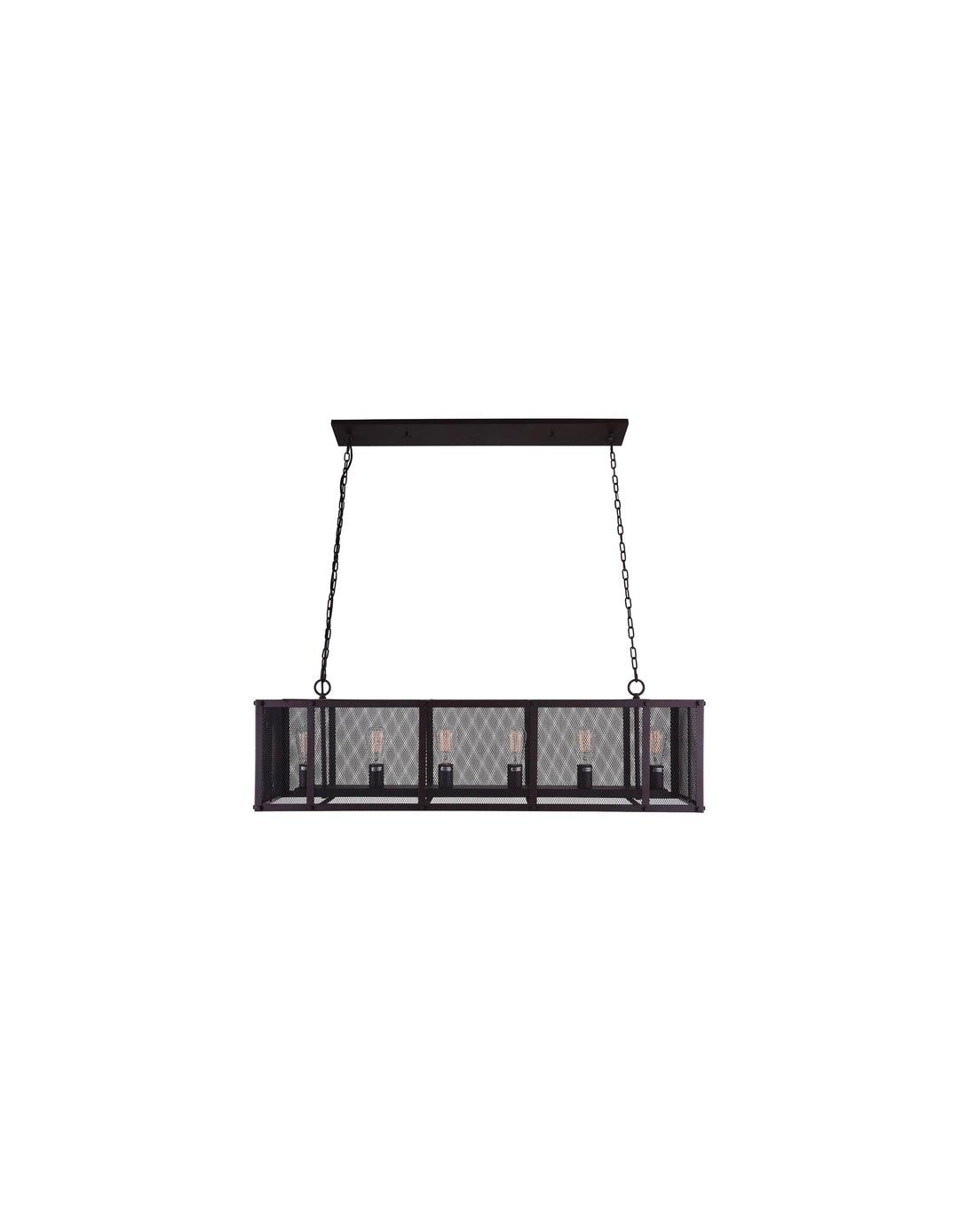 Reddish Black Caged with Mesh 6 Light Pendant - LV LIGHTING