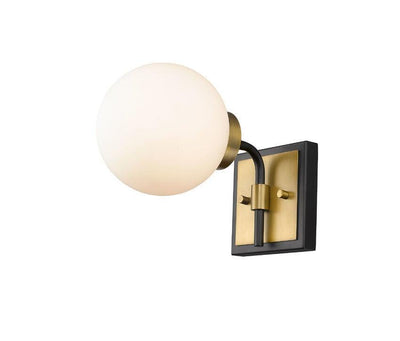 Matte Black Steel with Round Glass Globe Shade Wall Sconce - LV LIGHTING