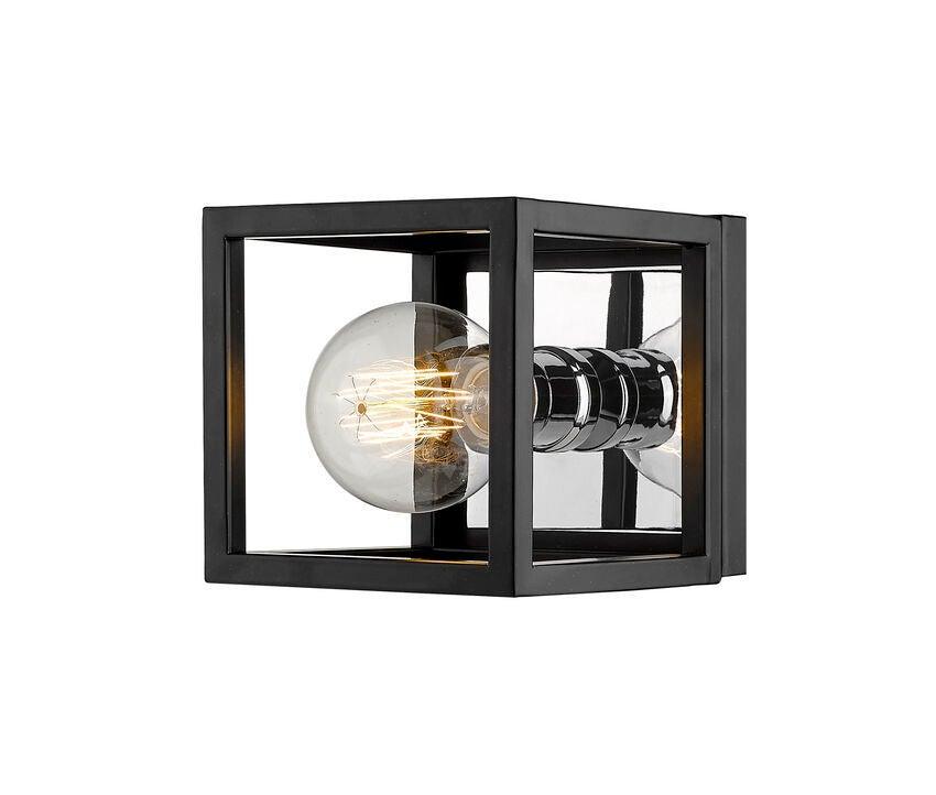Matte Black Steel Caged Single Light Wall Sconce - LV LIGHTING