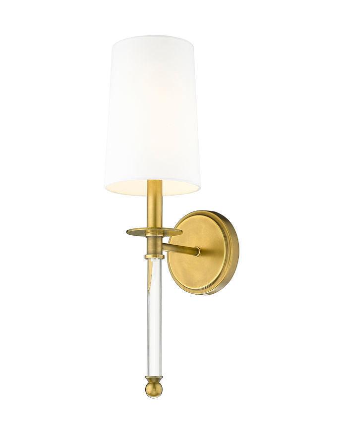 Steel with Crystal and White Shade Wall Sconce - LV LIGHTING