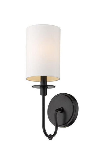 Steel with Curved Arm and White Fabric Shade Wall Sconce - LV LIGHTING