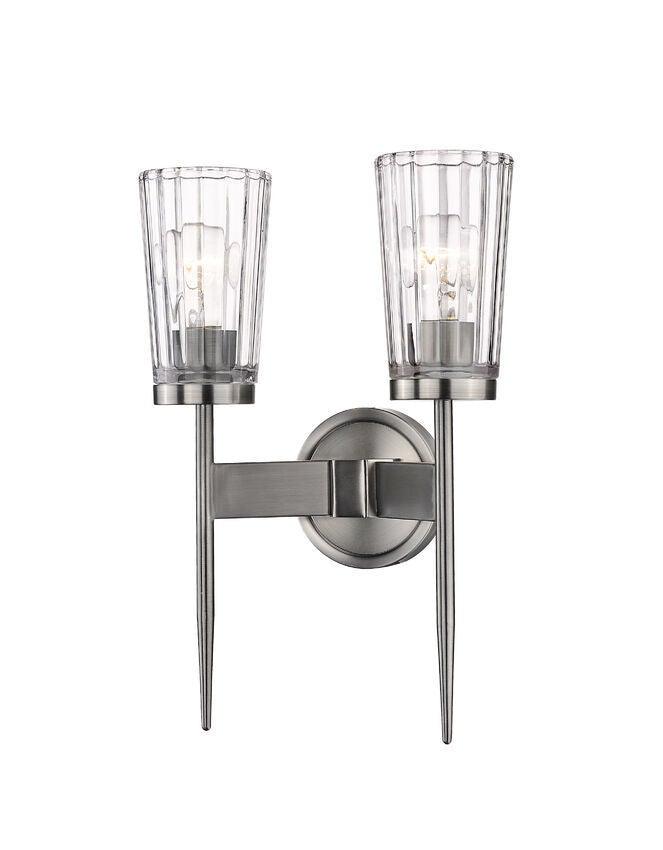 Antique Nickel with Clear Patterned Glass Wall Sconce - LV LIGHTING