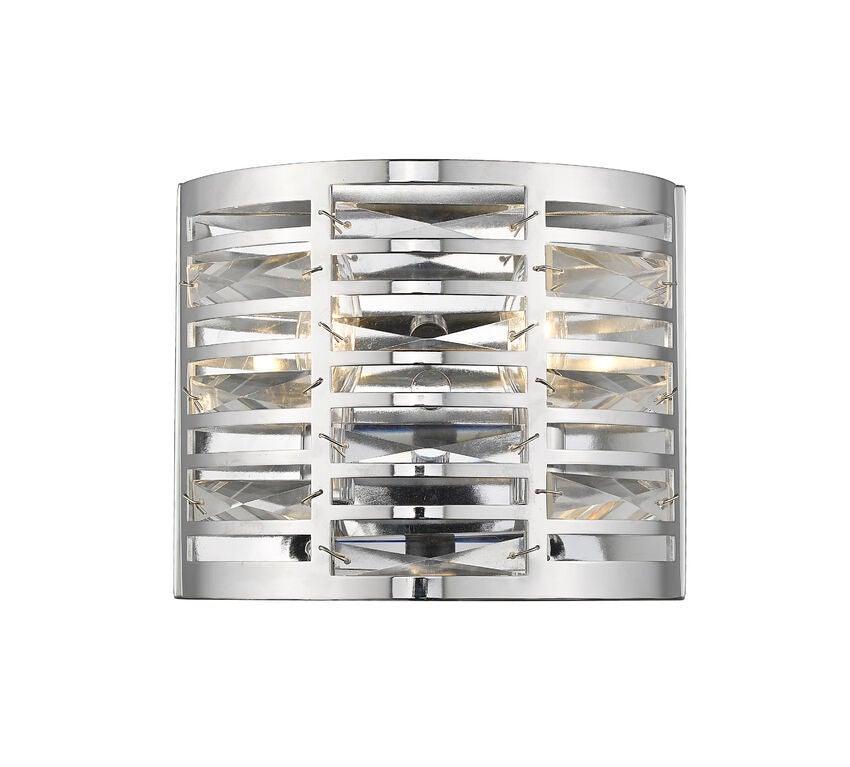 Chrome with Crystal Round Wall Sconce - LV LIGHTING
