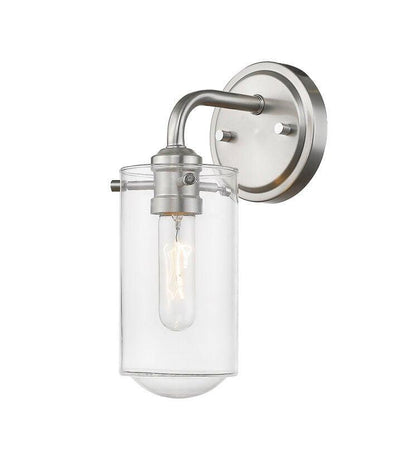 Steel with Curve Arm and Clear Cylindrycal Glass Shade Wall Sconce - LV LIGHTING
