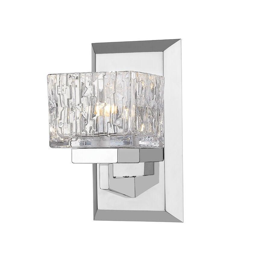 Steel with Patterned Clear Glass Shade Single Light Wall Sconce - LV LIGHTING