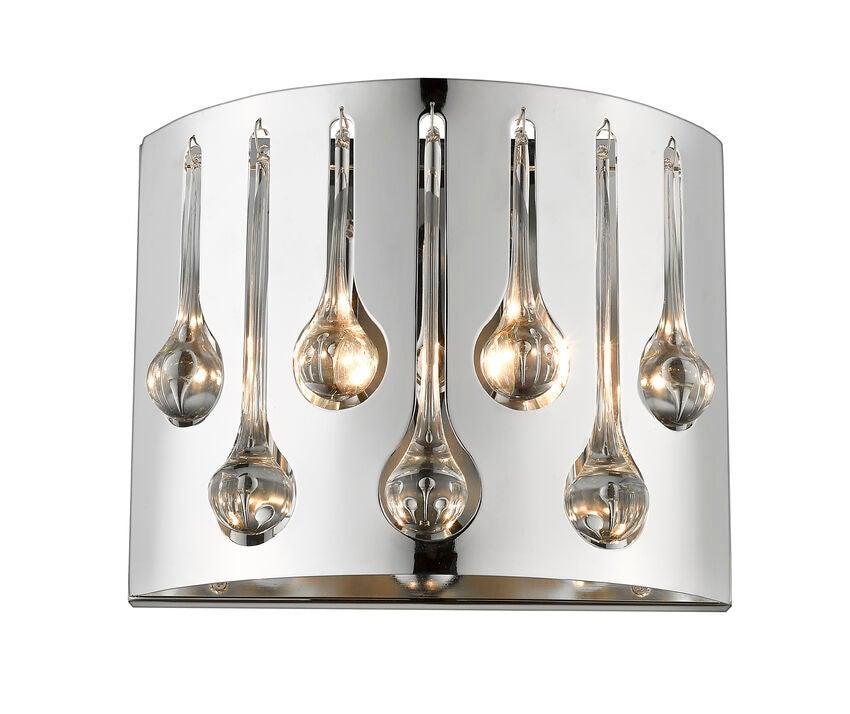 Chrome with Teardrop Crystal Round Wall Sconce - LV LIGHTING