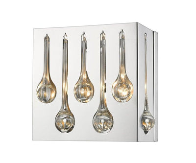 Chrome with Teardrop Crystal Square Wall Sconce - LV LIGHTING