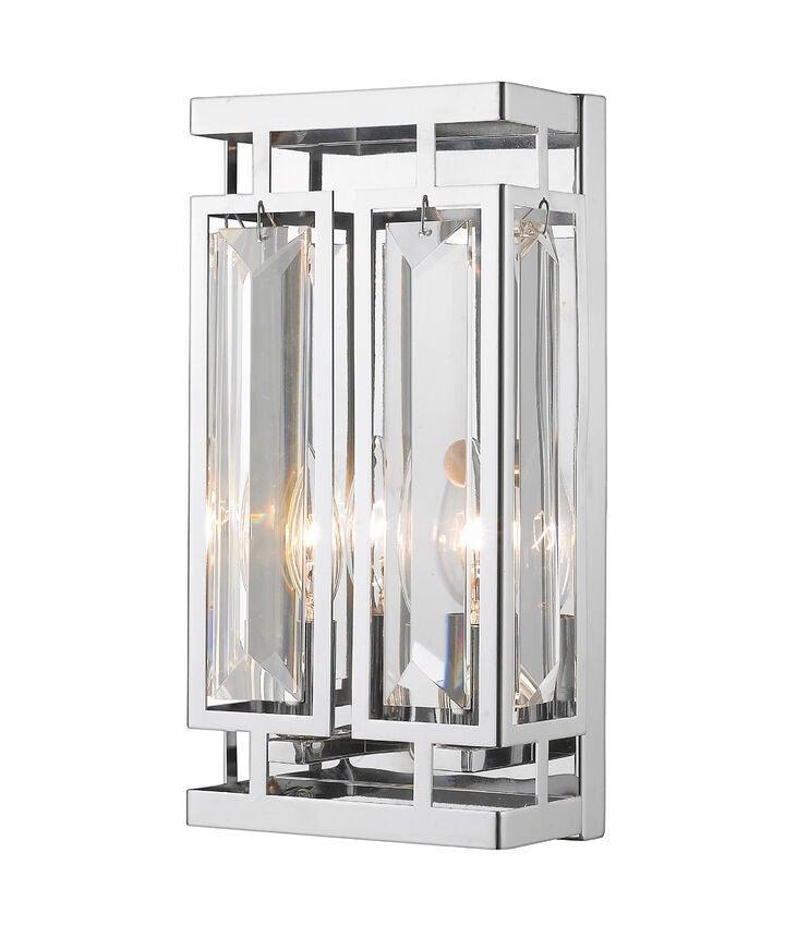 Steel with Crystal Rectangle Wall Sconce - LV LIGHTING