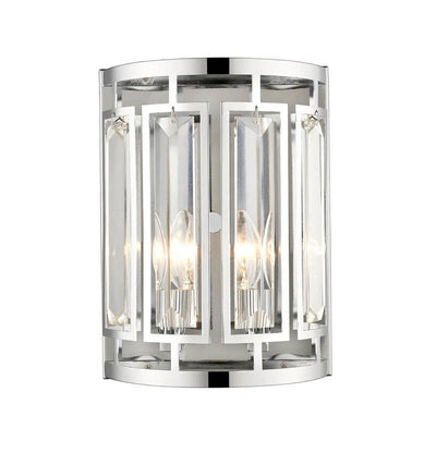 Steel with Crystal Round Wall Sconce - LV LIGHTING