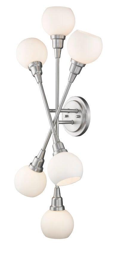 Brushed Nickel with Matte Opal Glass Shade 6 Light Wall Sconce - LV LIGHTING