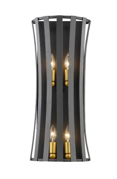 Bronze Gold Caged Round Wall Sconce - LV LIGHTING