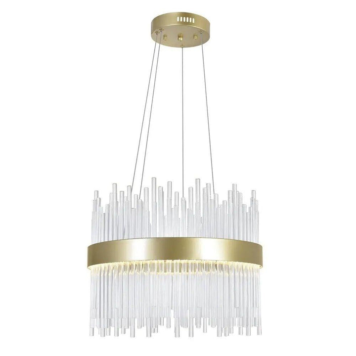 LED Medallion Gold with Crystal Chandelier - LV LIGHTING