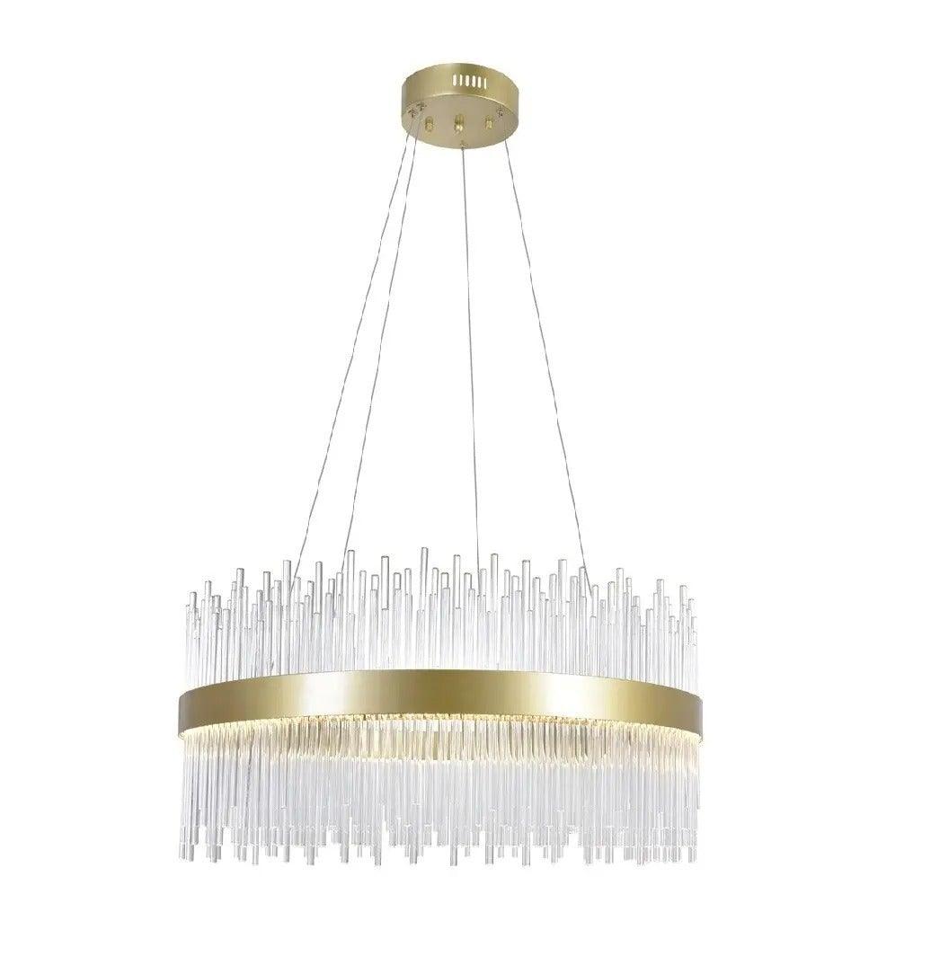 LED Medallion Gold with Crystal Chandelier - LV LIGHTING