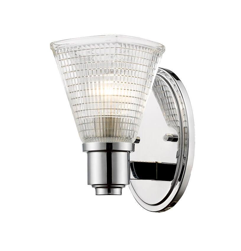 Steel with Patterned Clear Glass Shade Wall Sconce - LV LIGHTING