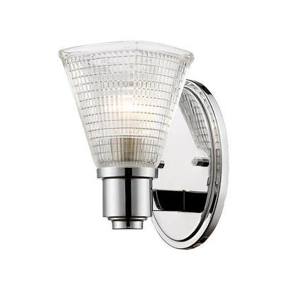 Steel with Patterned Clear Glass Shade Wall Sconce - LV LIGHTING