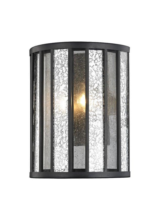 Bronze with Silver Mercury and Clear Seedy Glass Shade Wall Sconce - LV LIGHTING