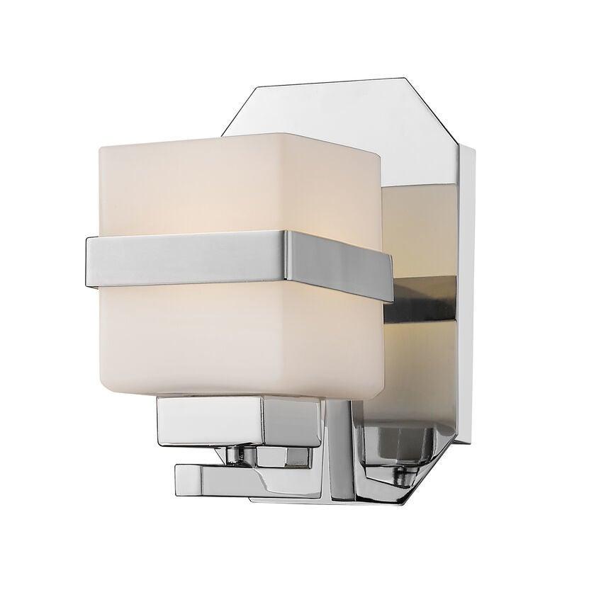 LED Chrome with Square Matte Opal Glass Shade Wall Sconce - LV LIGHTING