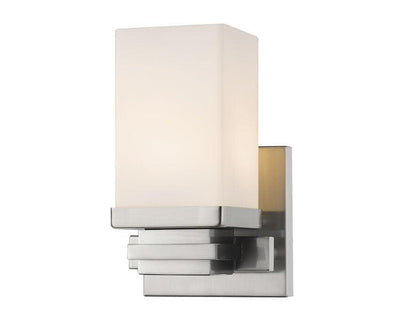 LED Steel with Rectangle Matte Opal Glass Shade Wall Sconce - LV LIGHTING