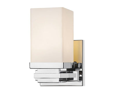 LED Steel with Rectangle Matte Opal Glass Shade Wall Sconce - LV LIGHTING
