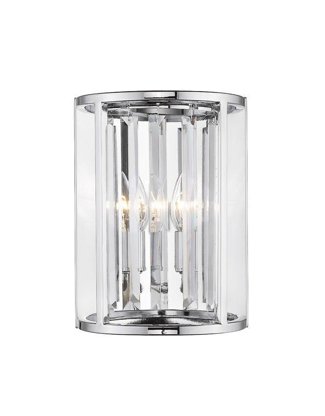 Steel with Crystal Round Wall Sconce - LV LIGHTING