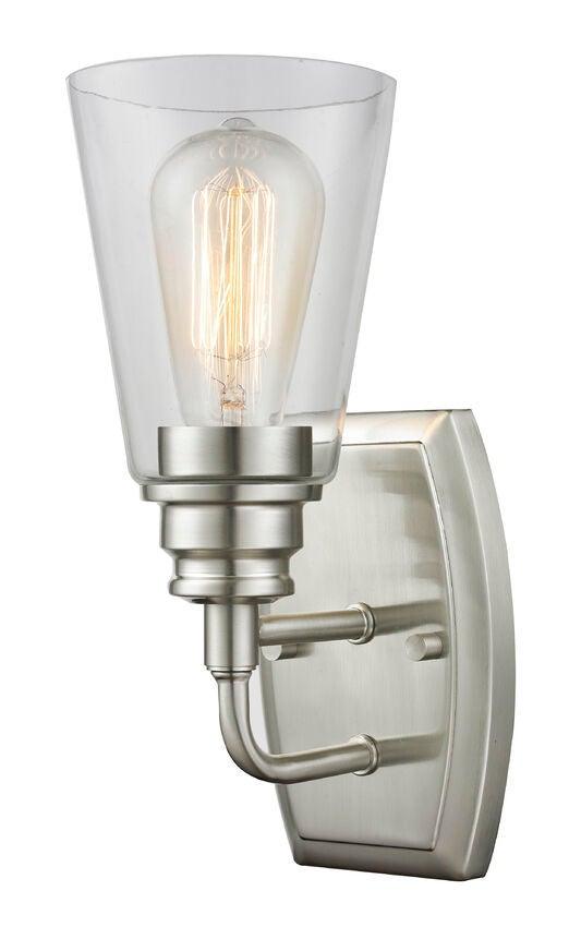 Steel with Clear Glass Shade Single Light Wall Sconce - LV LIGHTING