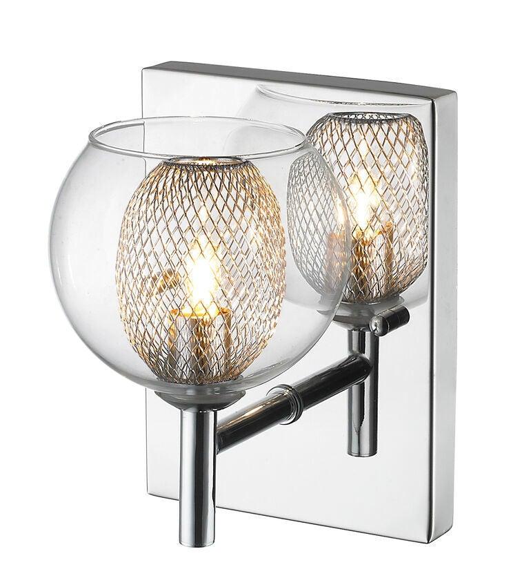 Chrome with Clear Glass and Mesh Shade Wall Sconce - LV LIGHTING