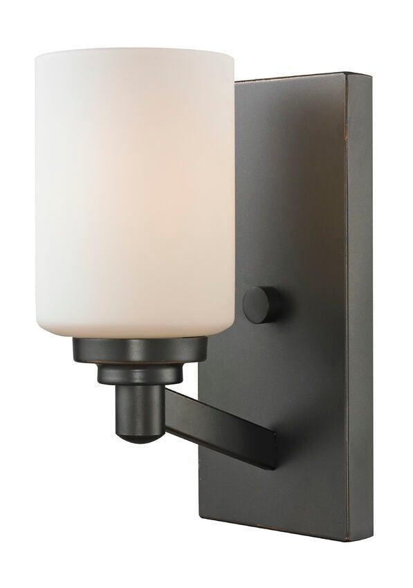 Steel with Cylindrical Matte Opal Glass Shade Wall Sconce - LV LIGHTING