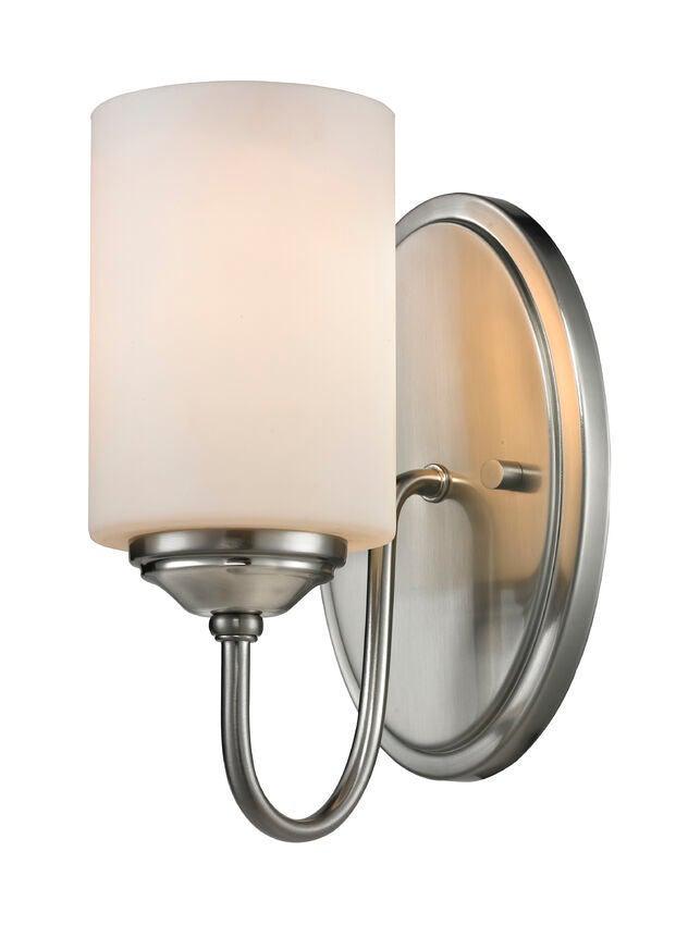 Steel Curve Arm with Cylindrical Matte Opal Glass Shade Wall Sconce - LV LIGHTING