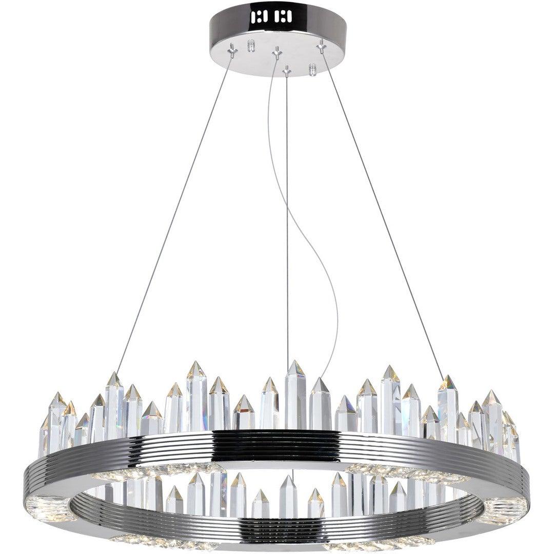 LED Polished Nickel with Crystal Up Chandelier - LV LIGHTING