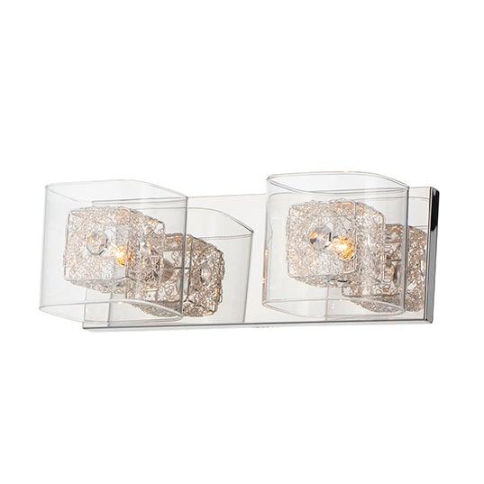 Steel with Clear Glass and Crystal Cube Shade Vanity Light - LV LIGHTING