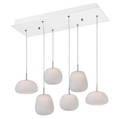 LED White with Opal Glass Shade 6 Light Pendant - LV LIGHTING