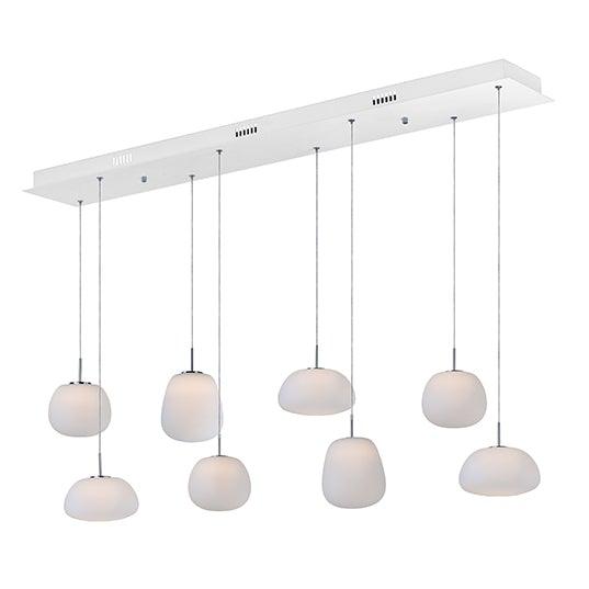 LED White with Opal Glass Shade 8 Light Pendant - LV LIGHTING