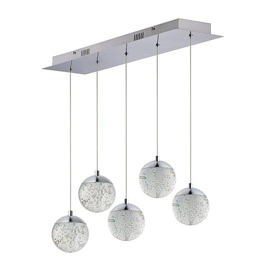 LED Polished Chrome with Crystal Bubble Shade Pendant - LV LIGHTING