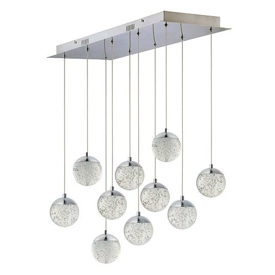 LED Polished Chrome with Crystal Bubble Shade Pendant - LV LIGHTING