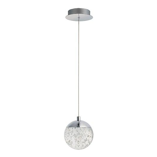 LED Polished Chrome with Bubble Crystal Shade Pendant - LV LIGHTING