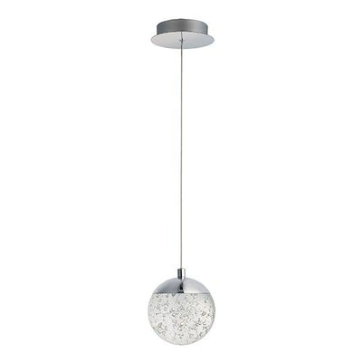 LED Polished Chrome with Bubble Crystal Shade Pendant - LV LIGHTING