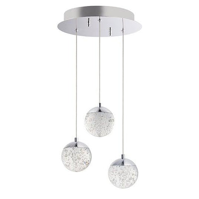 LED Polished Chrome with Bubble Crystal Shade Pendant - LV LIGHTING