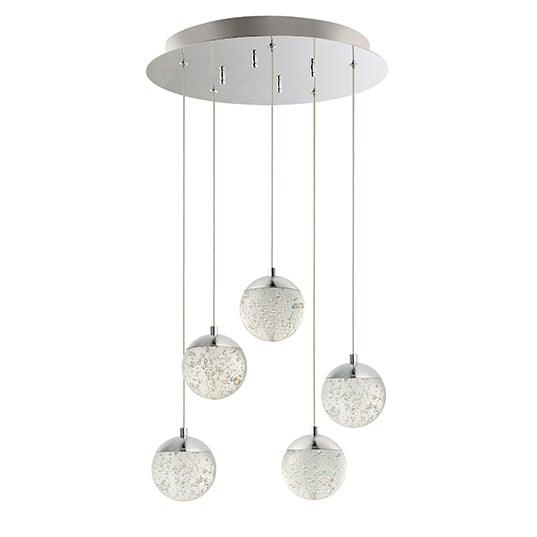 LED Polished Chrome with Bubble Crystal Shade Pendant - LV LIGHTING