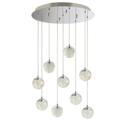 LED Polished Chrome with Bubble Crystal Shade Pendant - LV LIGHTING