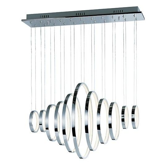 LED Polished Chrome with Acrylic Shade Multiple Ring Linear Pendant - LV LIGHTING