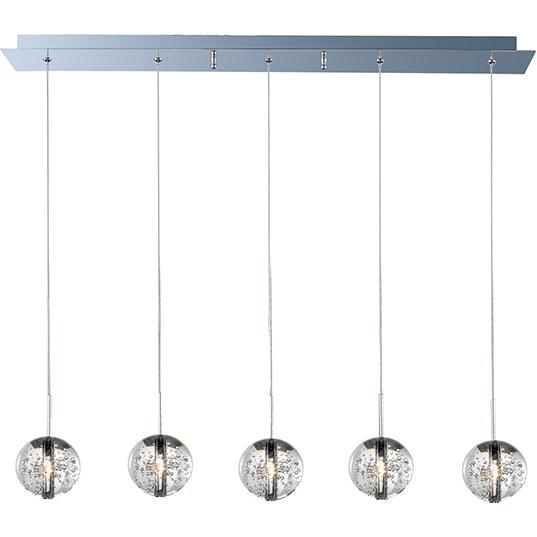 Polished Chrome with Multiple Bubble Glass Globe Linear Pendant - LV LIGHTING