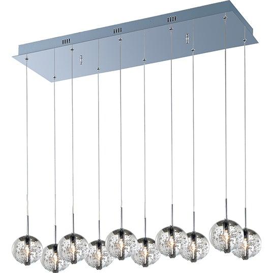 Polished Chrome with Multiple Bubble Glass Globe Linear Pendant - LV LIGHTING