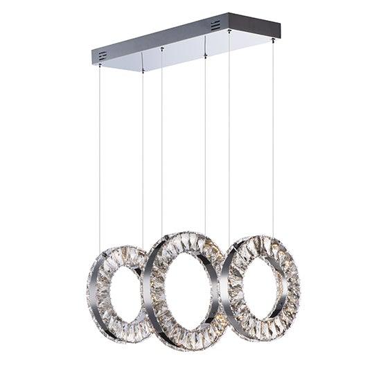 Polished Chrome with Crystal Ring Linear Pendant - LV LIGHTING