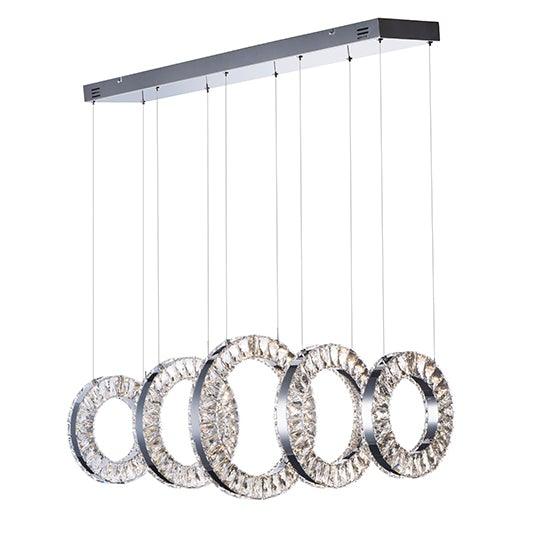 Polished Chrome with Crystal Ring Linear Pendant - LV LIGHTING