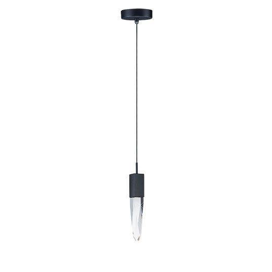 LED Black with Beveled Crystal Single Light Pendant - LV LIGHTING