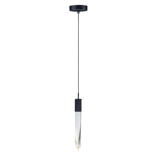 LED Black with Beveled Crystal Single Light Pendant - LV LIGHTING