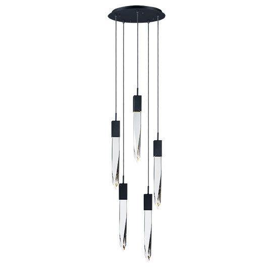 Black with Multiple Beveled Crystal Pendant - LV LIGHTING